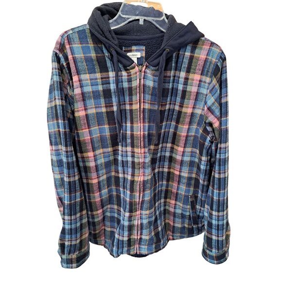 L.L.Bean Other - Vtg L.L.Bean XL Unisex Grunge Plaid Fleece-Lined Zip Hoodie Jacket Gorpcore